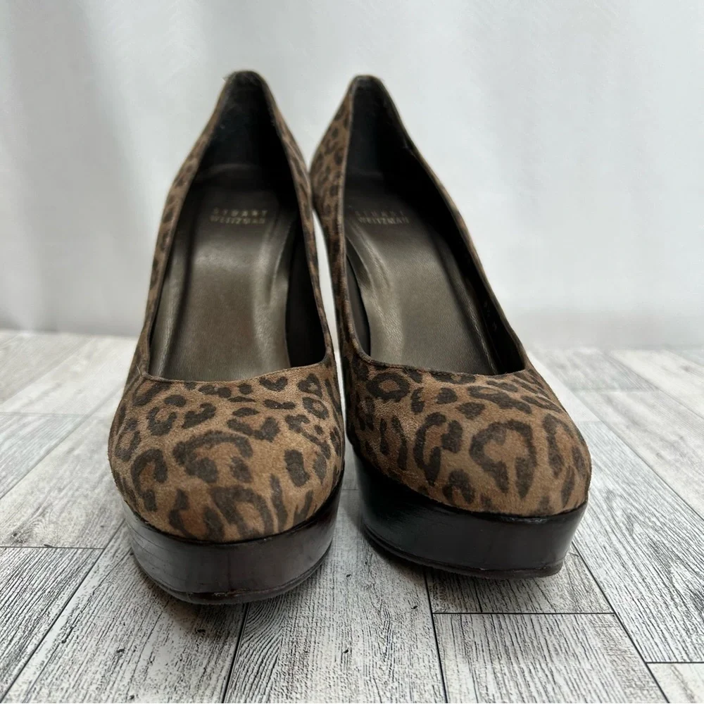 Stuart Weitzman brown animal print platform heels cheetah